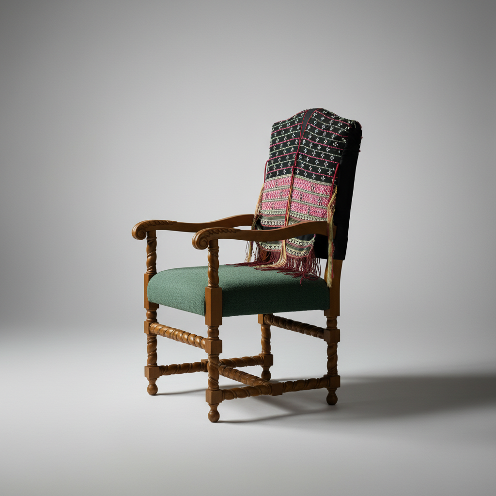 Garo Arm Chair – Boucle & Tribal Fabric Chair