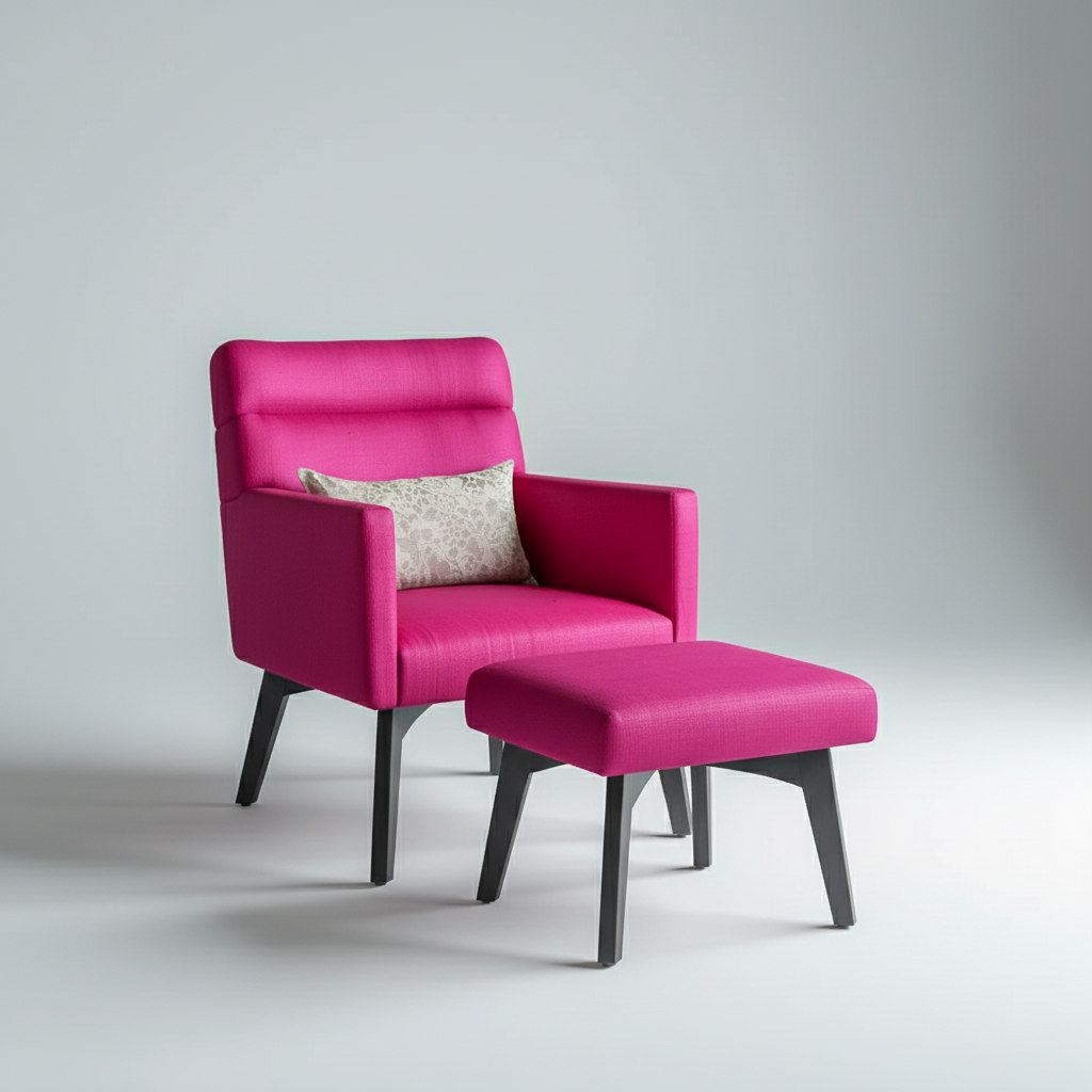 Rani Chair with Stool – Compact Accent Chair