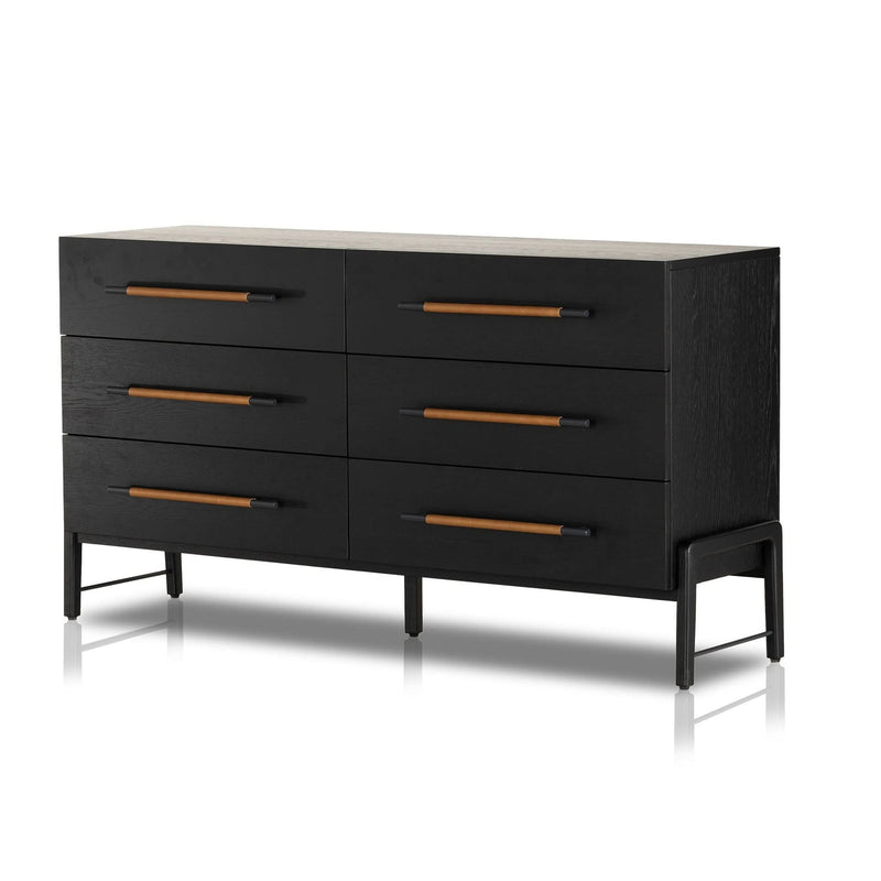 Blackered Modern Black Wooden Dresser with Elegant Handles - Wooden Empiro