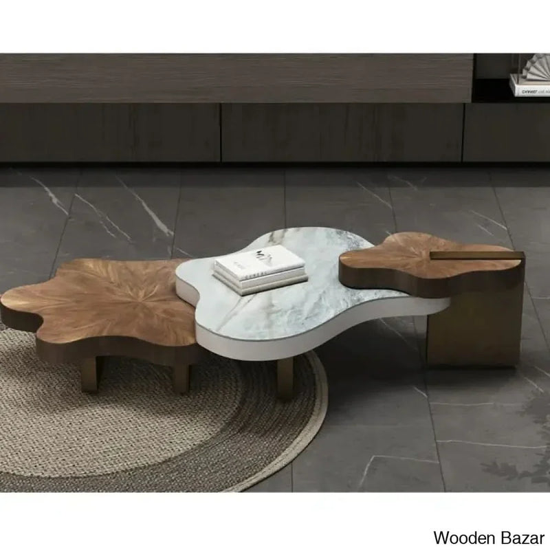 Italian-style Luxury Walnut Cloud Coffee Table - Wooden Empiro