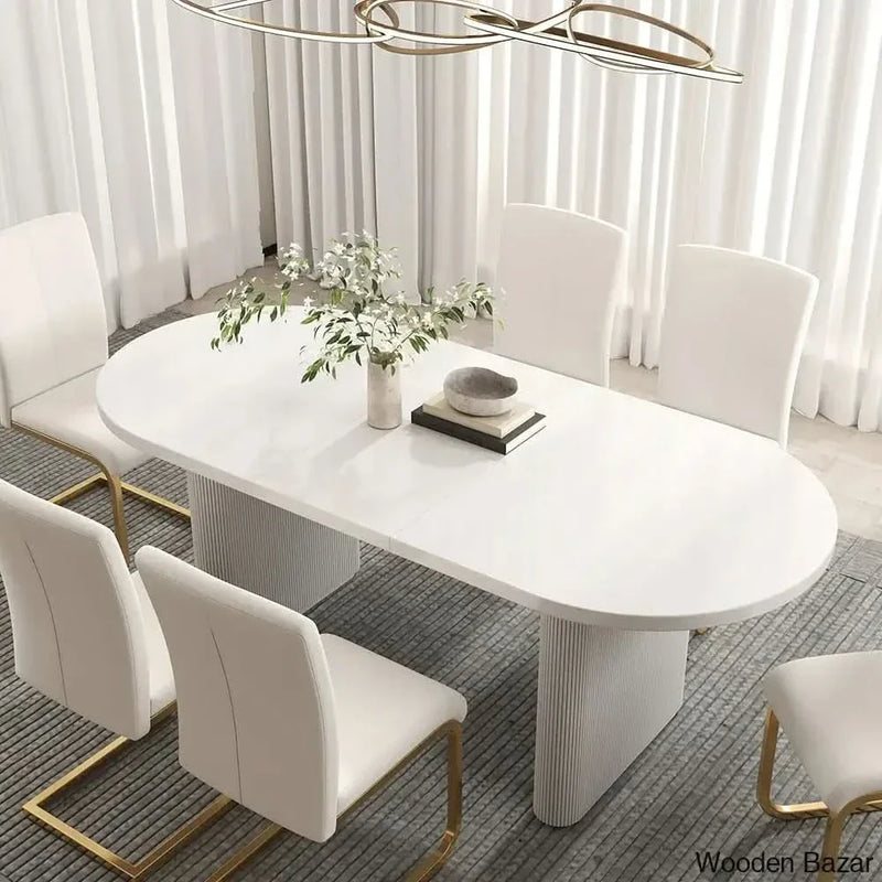Japandi Style oval Dining Table Set