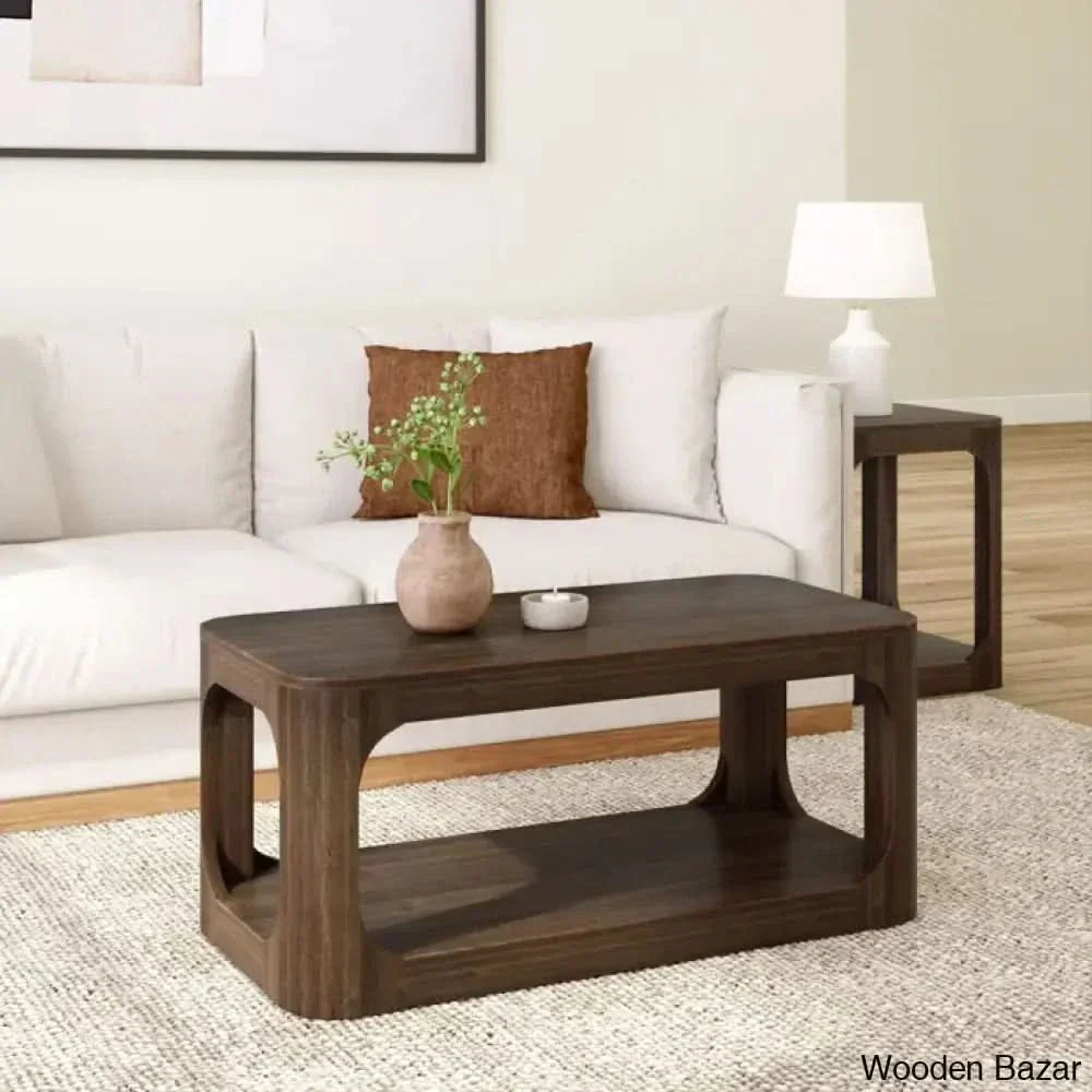 Jasmarie 4 Legs Coffee And Center Table With Storage Walnut