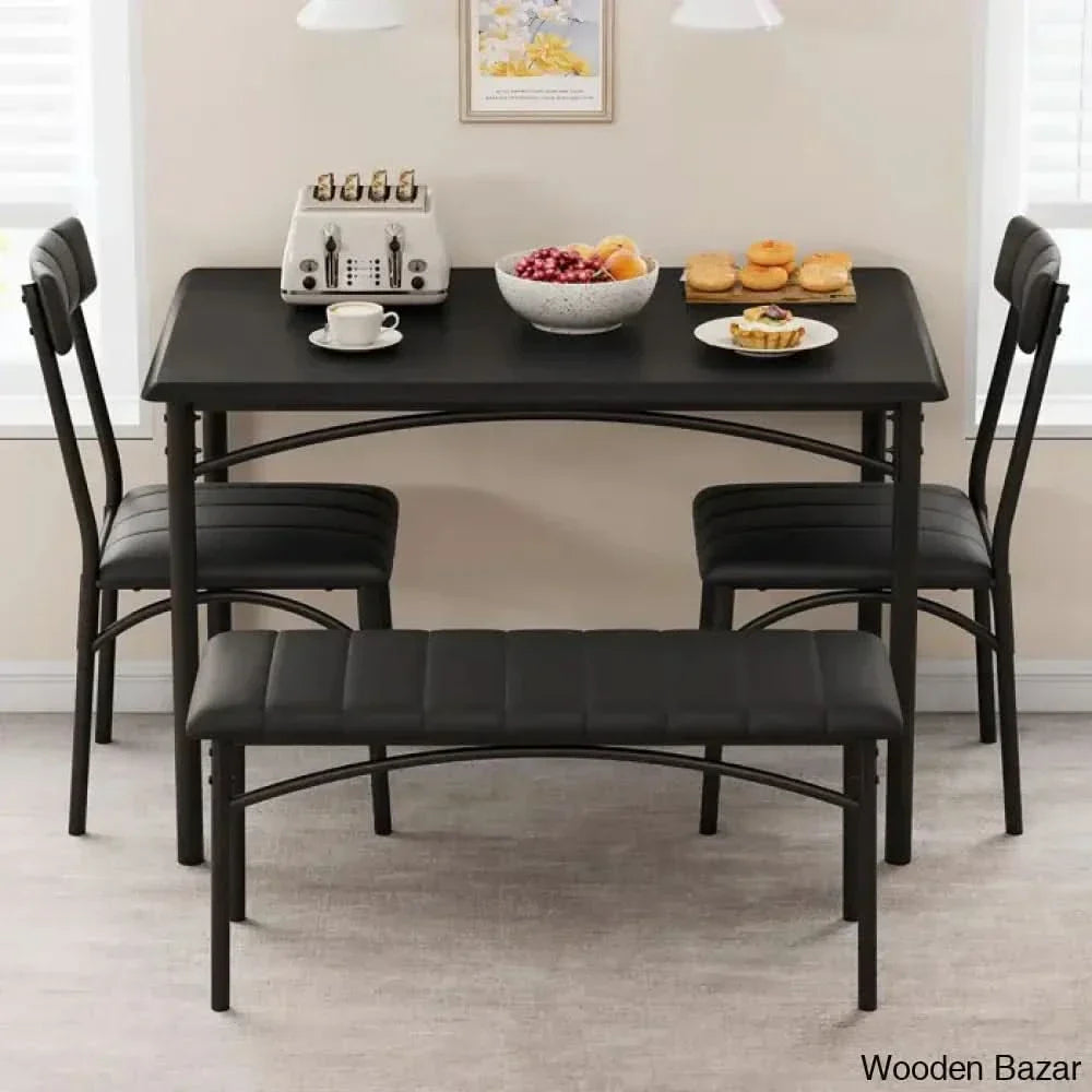 Jatta Stylish 4 Seater Dining Table Set - Wooden Empiro Black