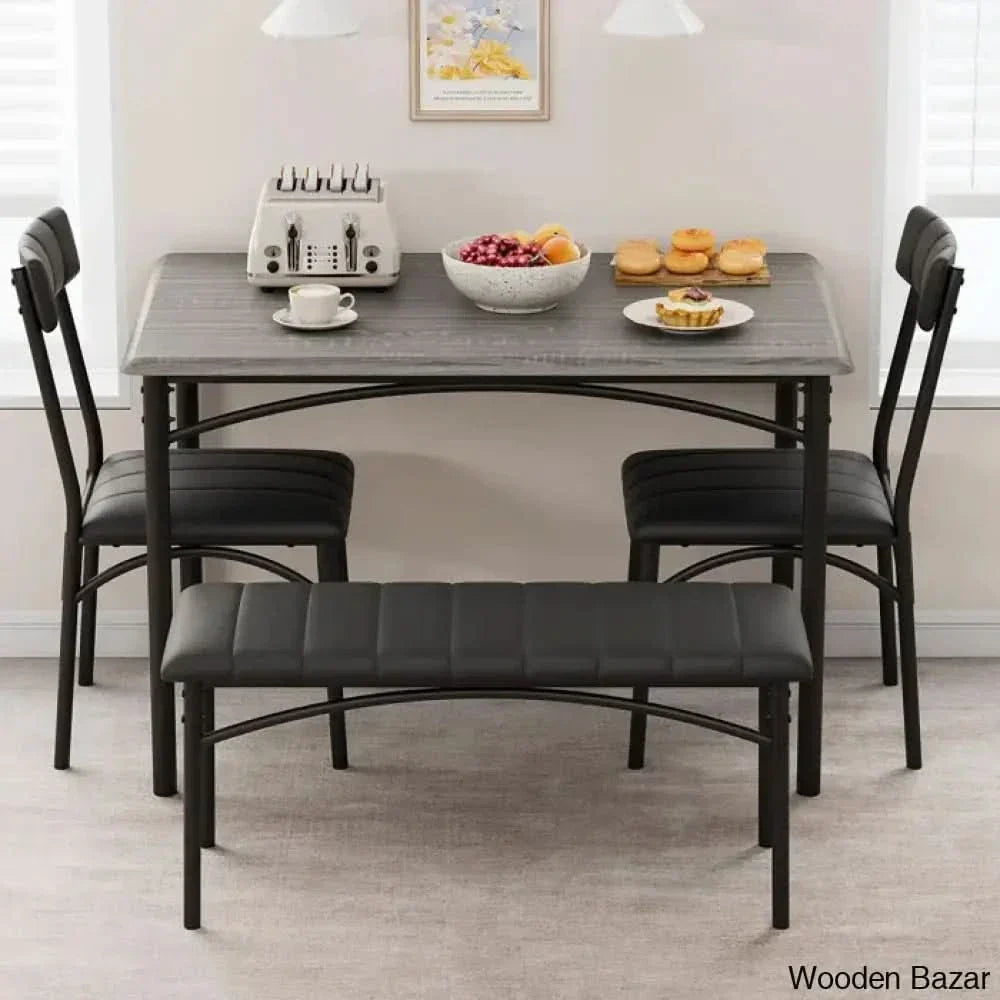 Jatta Stylish 4 Seater Dining Table Set - Wooden Empiro Grey