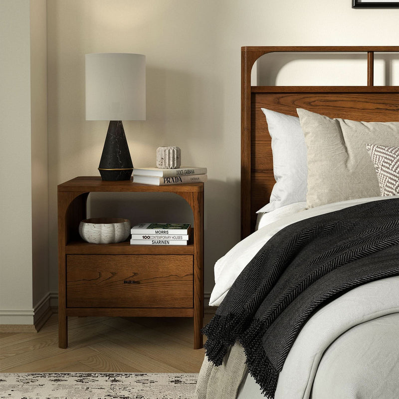 Debitor Wooden Bedside Table - Wooden Empiro