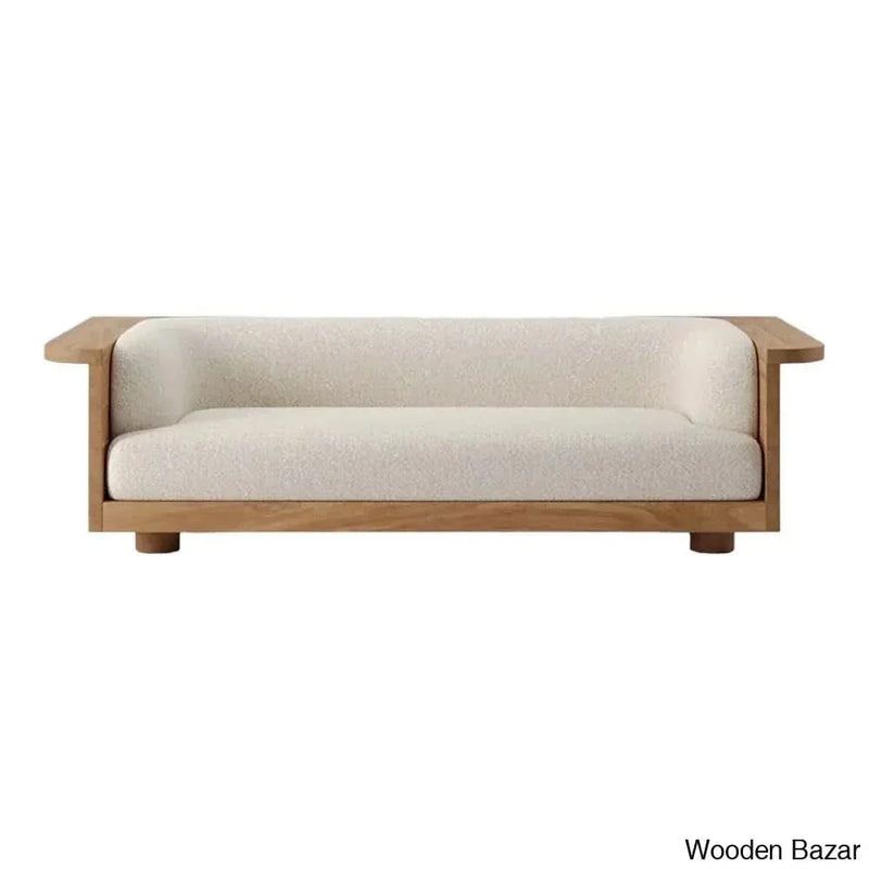 Josiphine Solid Wood 3-Seater Sofa with Upholstery - Wooden Bazar