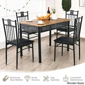 Kelly 4 Seater Dining Table Set - Wooden Empiro Brown