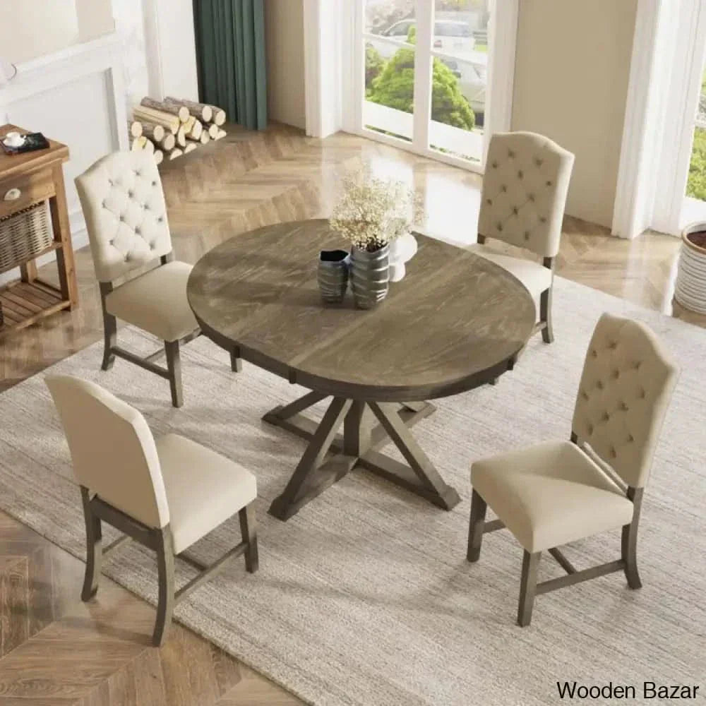 Kelvin Best 4 Seater Extendable Dining Set - Wooden Empiro Natural Wood Wash