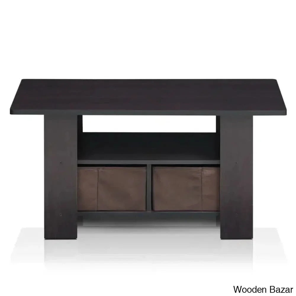 Kentony Coffee And Center Table With Bin Drawer Dark Walnut Top/Dark Base