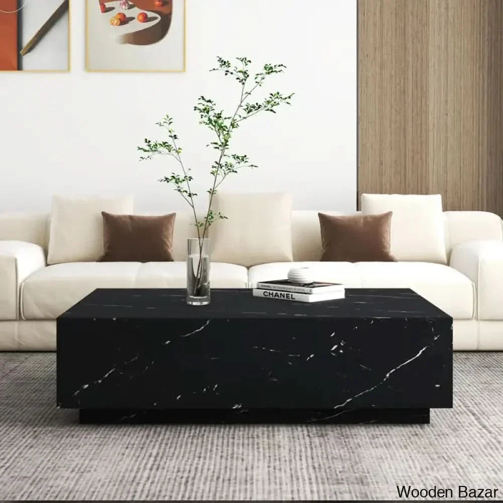 Kluseky 47’’ Faux Marble Modern Block Coffee And Center Table Black/White