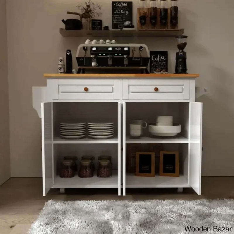 Laronna Solid Wood Top Kitchen Island Kitchen trolley cart cabinet kitchen island with storage