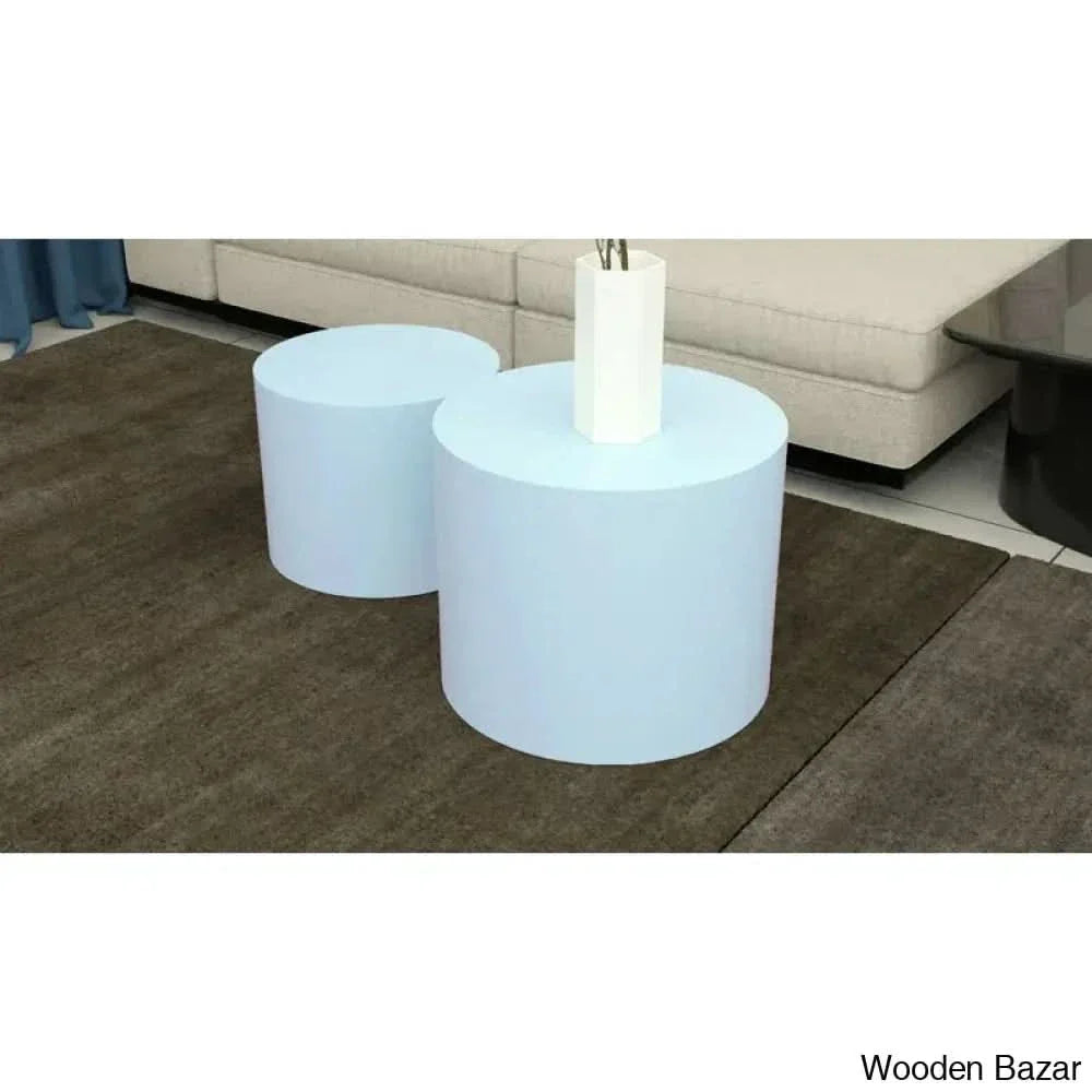 Leidingl Pedestal Nesting Coffee And Center Table Light Blue