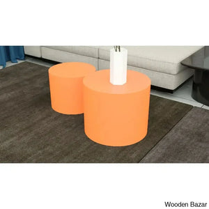 Leidingl Pedestal Nesting Coffee And Center Table Orange
