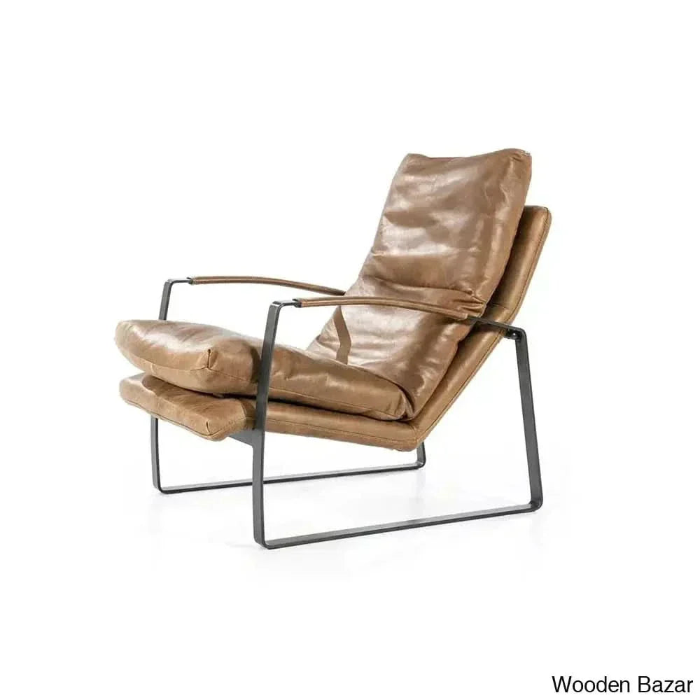 Lillian Lex Modern Single Seater Armchair With Metal Base - Wooden Empiro Light Brown