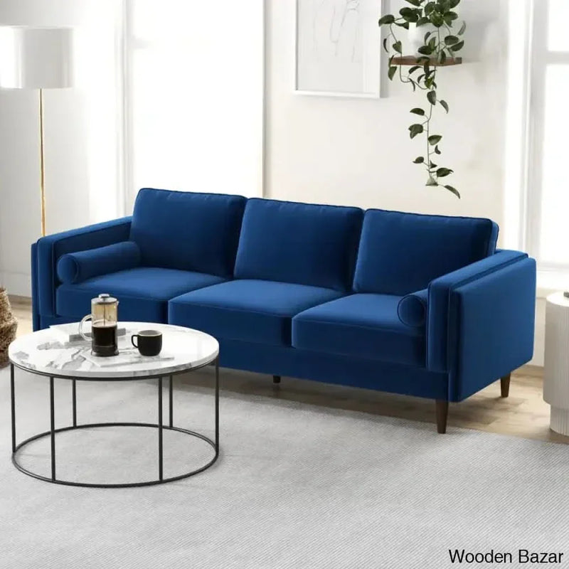 Lindel 86'' Velvet Square Arm Sofa with Reversible Cushions