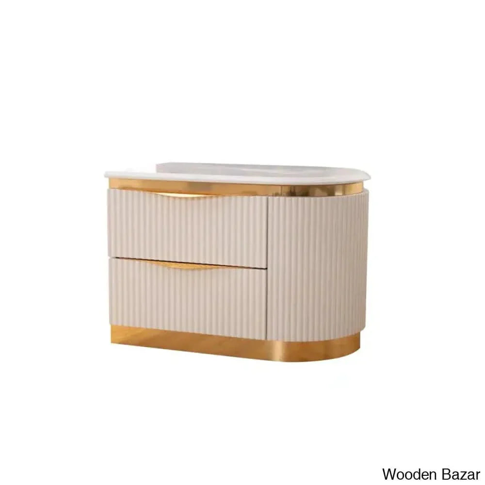 Linne Luxury 3 Piece Bedroom Set With Dressing Table Side - Wooden Empiro