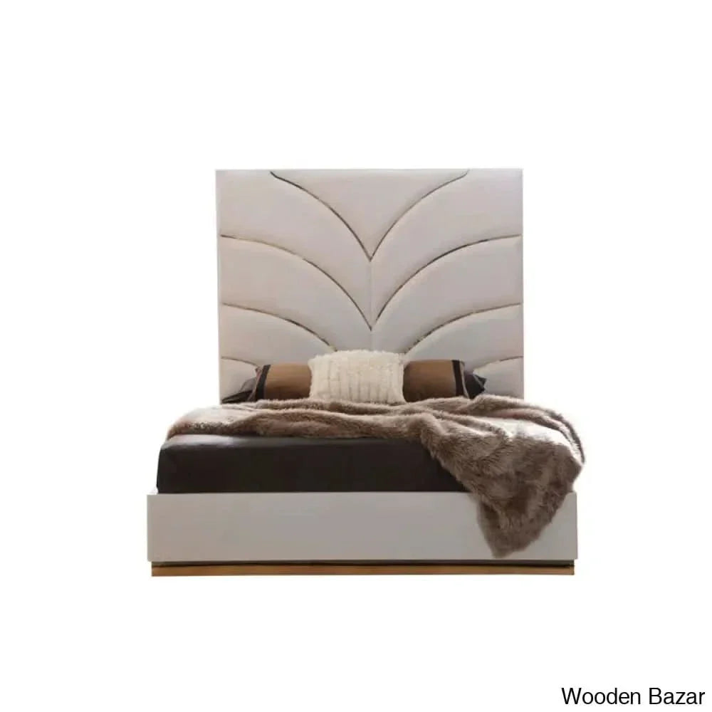 Linne Luxury 3 Piece Bedroom Set With Dressing Table Side - Wooden Empiro Bed