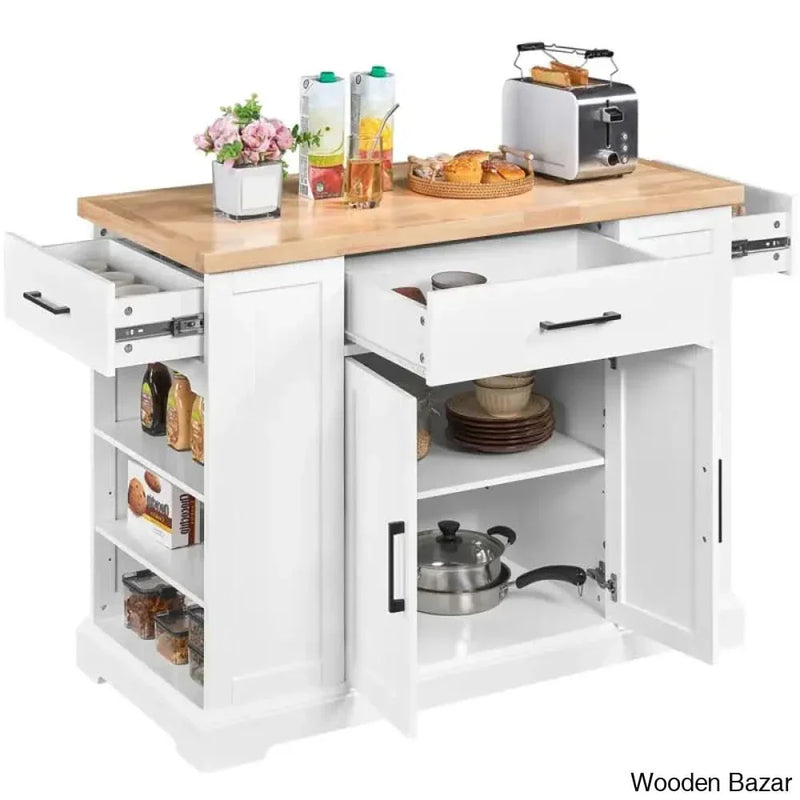 Londono Solid Wood Top Kitchen Island Kitchen trolley cart cabinet kitchen island with storage