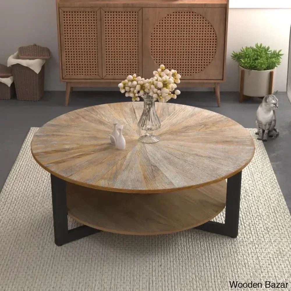 Loren Coffee Table With Storage And Center Brown Ash/Black