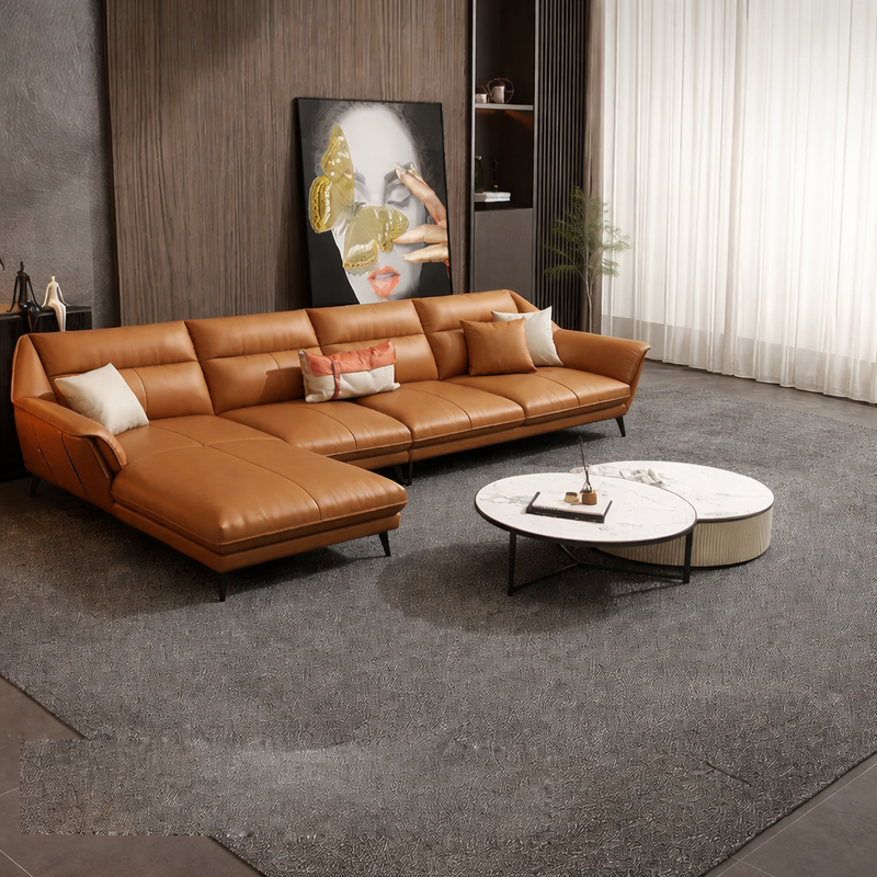 Grace Modern Luxury L Shaped Sofa In PU Leather