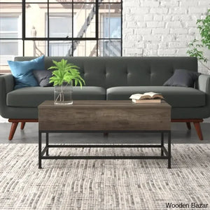 Lurdesy Lift Top Coffee And Center Table With Storage & Metal Legs Taupe