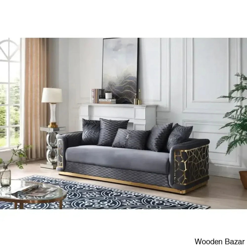 Luxury 3 Seater Square Sofa In Velvet Color - Wooden Bazar