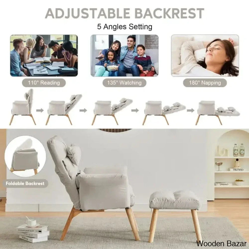Malbern New Upholstered Accent recliner Chair with Ottoman