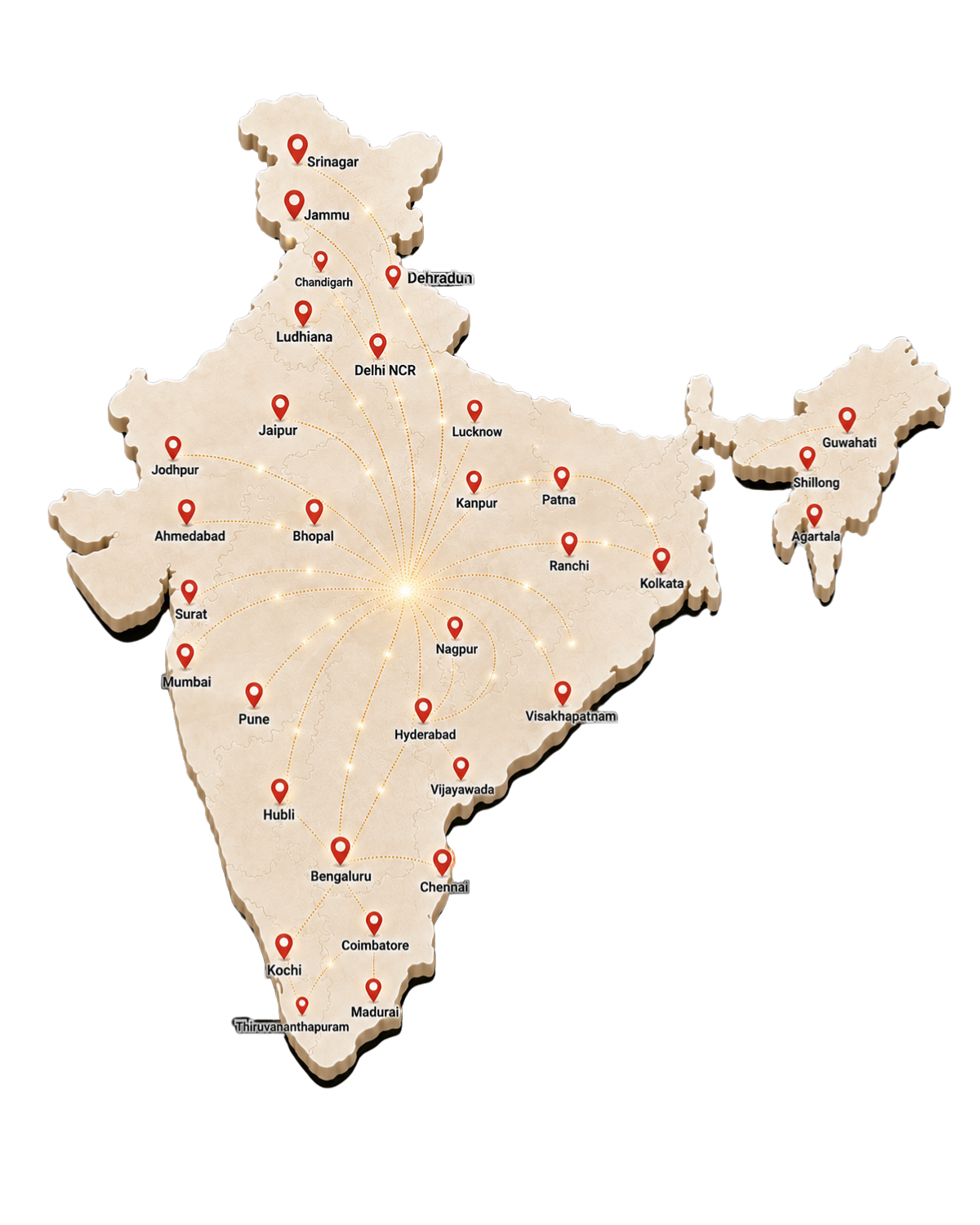 Map of India showing delivery coverage