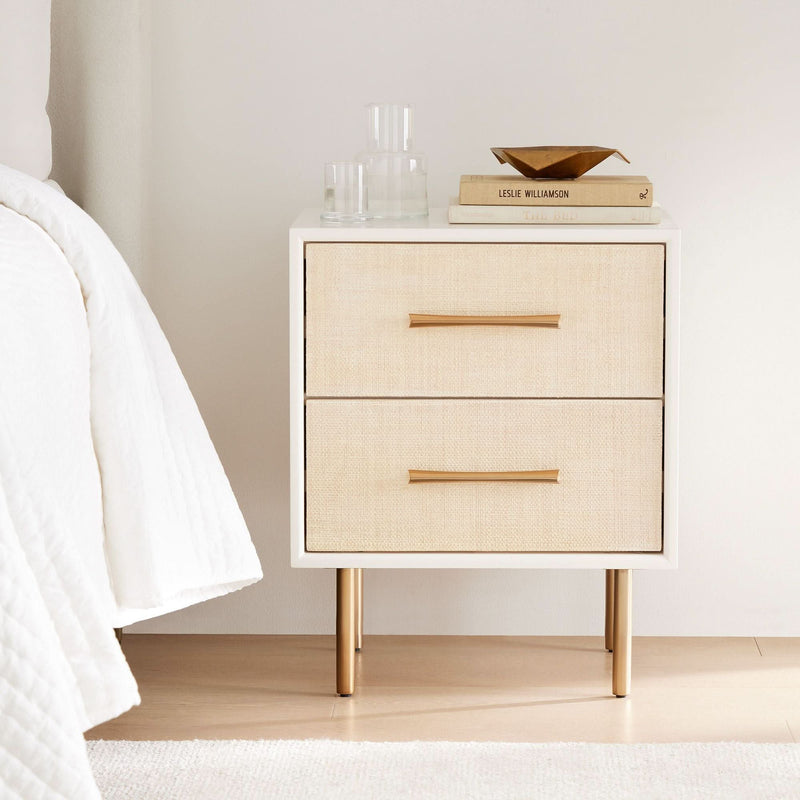 Modern Minimalist Nightstand with Gold Accents - Wooden Empiro