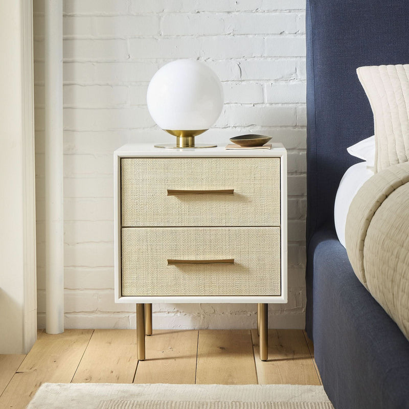Modern Minimalist Nightstand with Gold Accents - Wooden Empiro