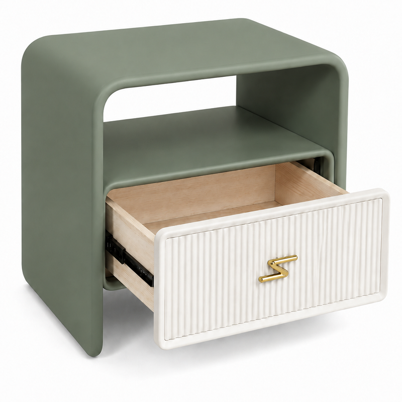 The Verdanza Bedside Table — Modern Nightstand with Drawer Storage, Open Shelf & Minimalist Bedroom Furniture