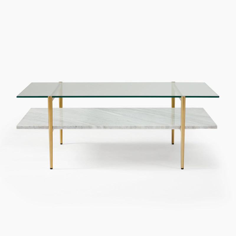 Vanakkam Mid-Century Art Display Marble Coffee Table - Wooden Empiro