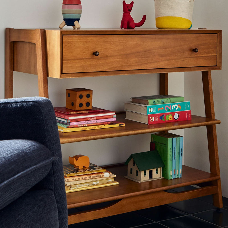 Azik Mid-Century Open Dresser - Wooden Empiro