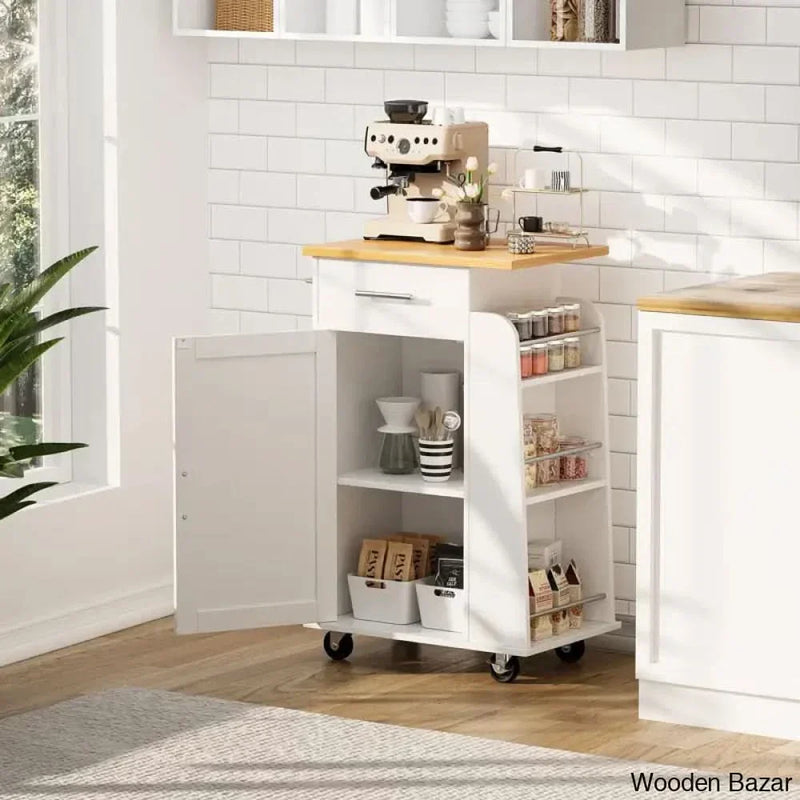 Mindert Wood Kitchen Island Cart Kitchen trolley cart cabinet kitchen island with storage
