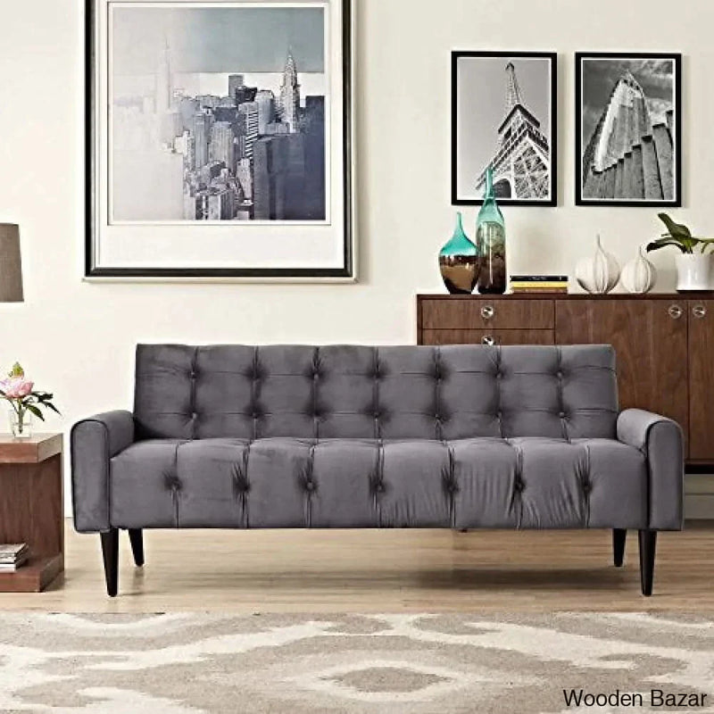 Modway Delve Luxury Button Tufted Upholstered Velvet Sofa In Gray