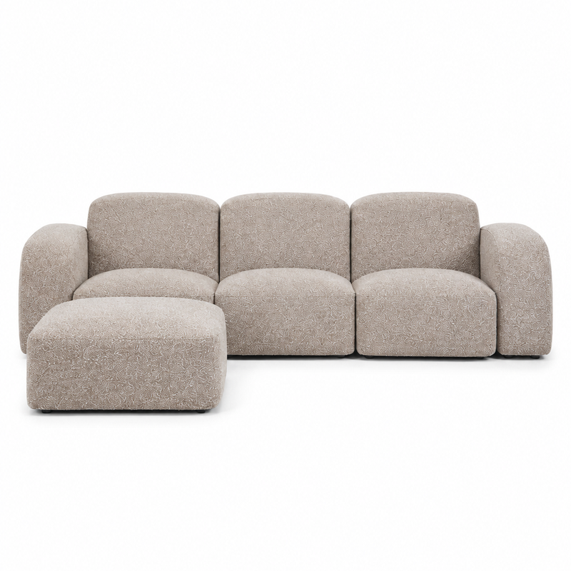 The Modena Sofa — Luxury Modular Bouclé 3 Seater Sofa with Ottoman