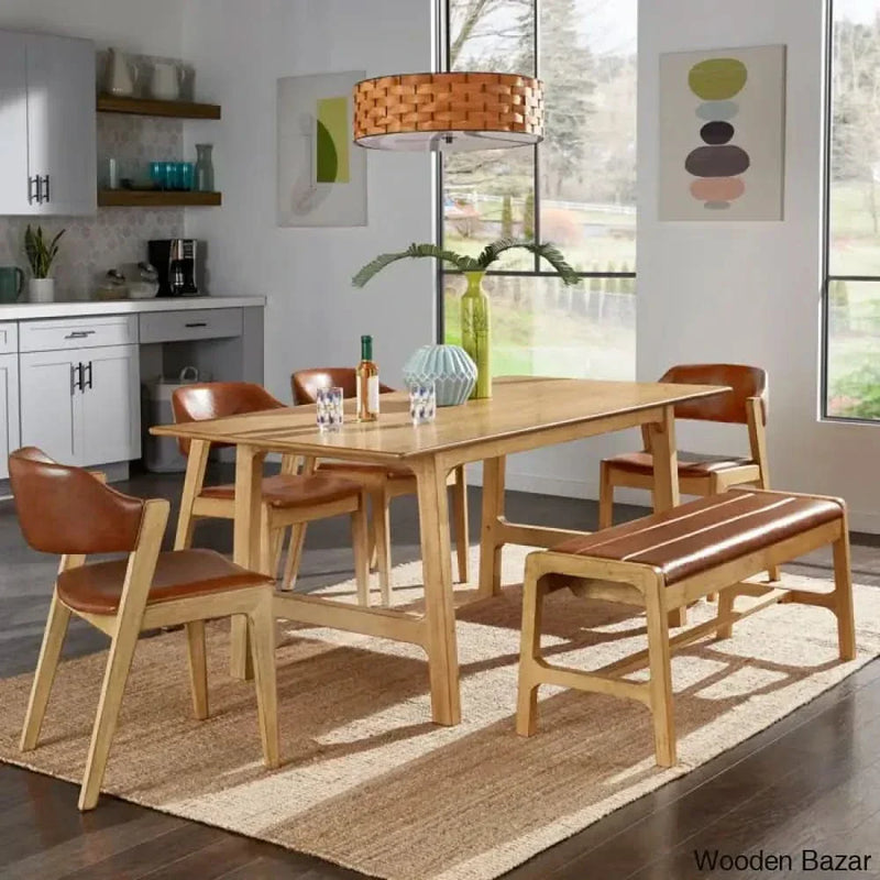 Nan Latest 5 seater Trestle Dining Set - Wooden Empiro