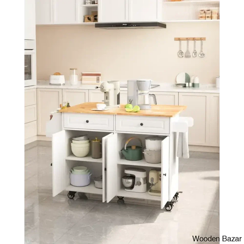 Ninja Luxury Kitchen Counter 2 Cabinets 2 doors And Side Storage Shelf