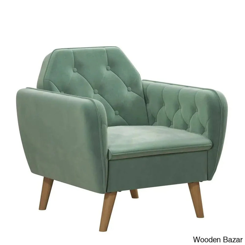 Novogratz Tallulah Memory Foam Arm, Light Green Velvet Accent Chair,