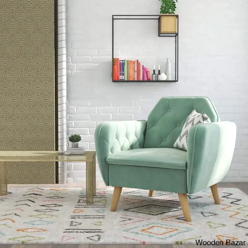 Novogratz Tallulah Memory Foam Arm, Light Green Velvet Accent Chair,