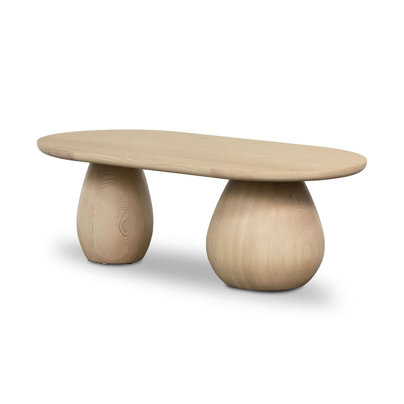 Rivaan Base Oval Coffee Table - Wooden Empiro
