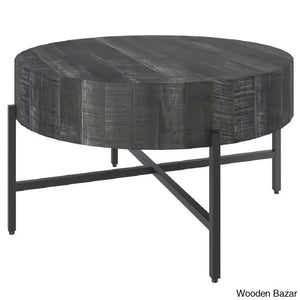 Paislea Solid Wood Top Coffee Table Center Table - Wooden Empiro Gray