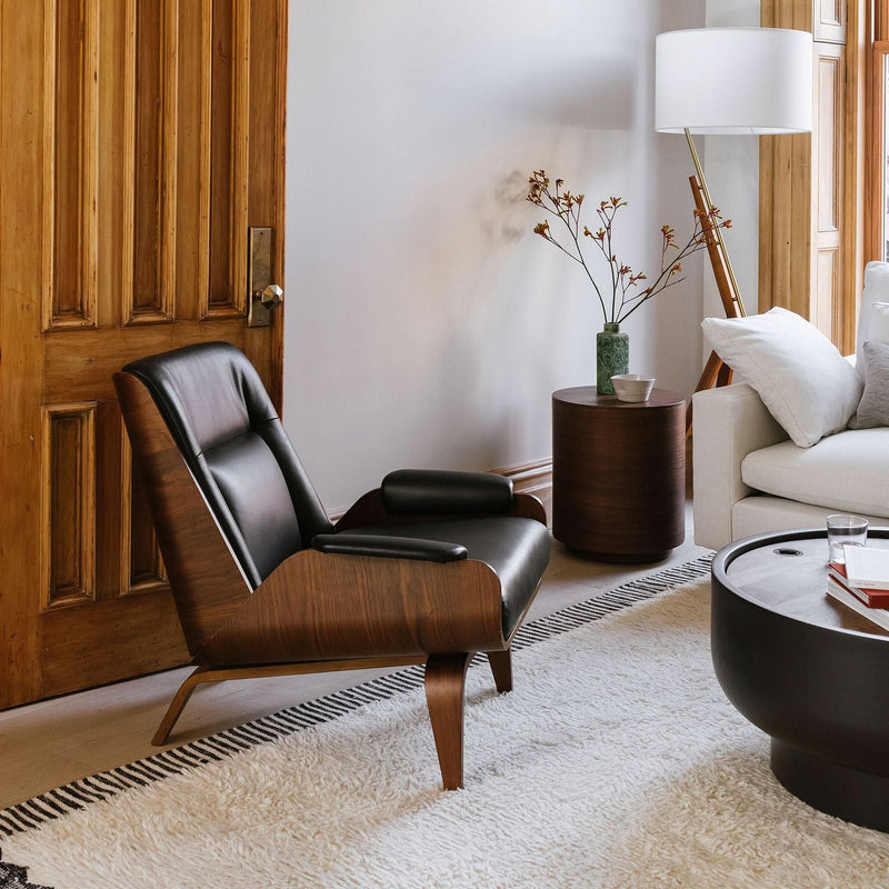 Tiyusha Bent Ply Leather Chair - Wooden Empiro