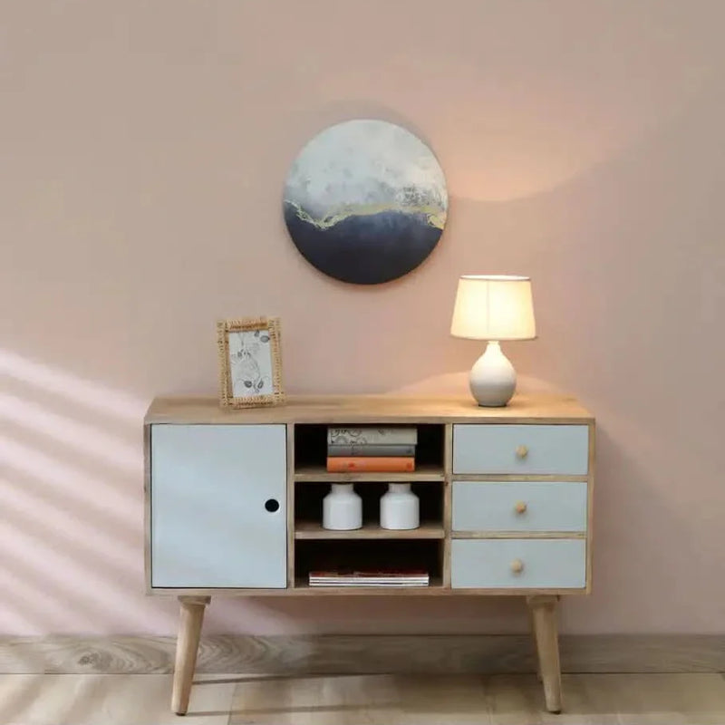 Pearl Solid Wood Sideboard in Natural Mango with Pearly Grey Finish
