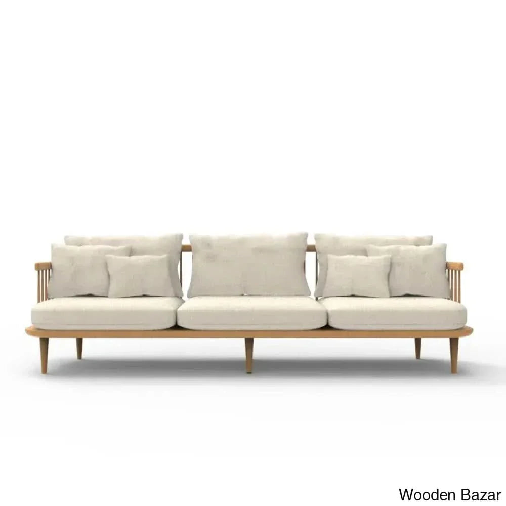 Penelope Contemporary Upholstered Solid Wood Sofa With Sleek Couch For Modern Elegance Off- White