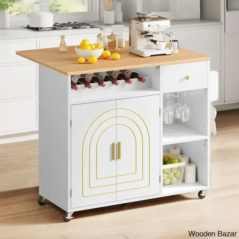Priscila Wood Kitchen Cart Kitchen trolley cart cabinet kitchen island with storage