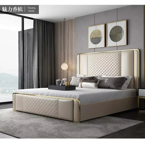 Robust Modern Faux Leather King Size Bed With Storage