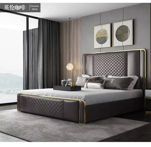 Robust Modern Faux Leather King Size Bed With Storage