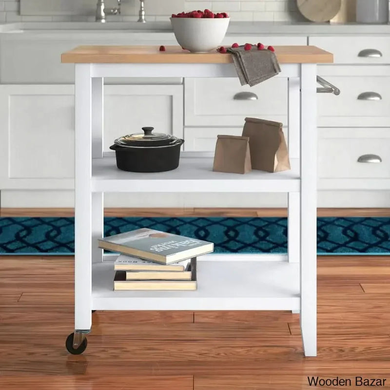 Raabe Solid Wood Kitchen Cart Kitchen trolley cart cabinet kitchen island with storage