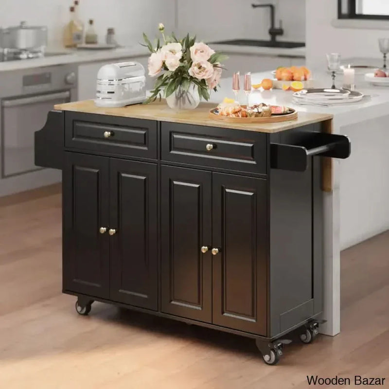 Reheem Solid Wood Top Kitchen Island Kitchen trolley cart cabinet kitchen island with storage